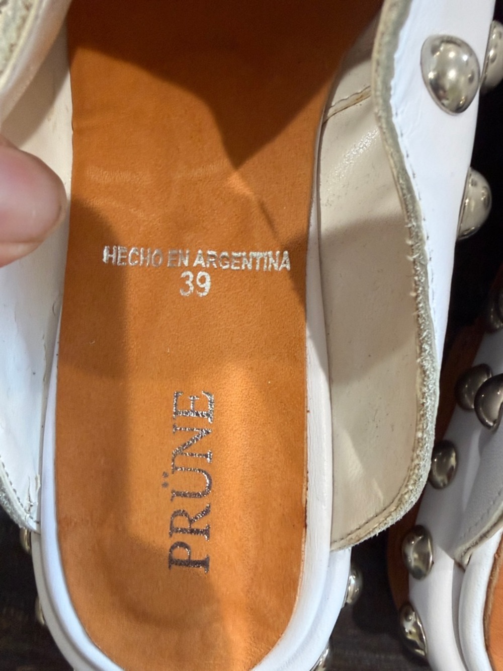 PRÜNE White Studded Slip-On Mules size 39 - Picture 8 of 16